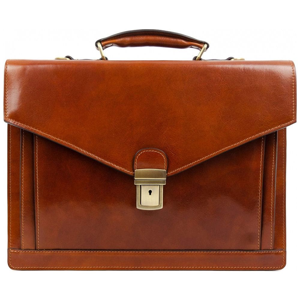 Bolsa Maleta de Couro Masculina para Laptop, TIME RESISTANCE, Marrom