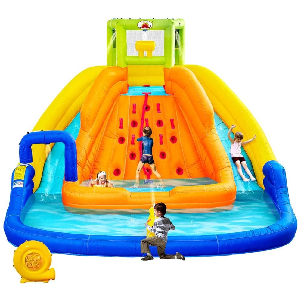 Parque Aquático Inflável, Castelo Pula-Pula com Baldinho de Água, Piscina Profunda, Parede de Escalada com Corda, Castelo Saltitante