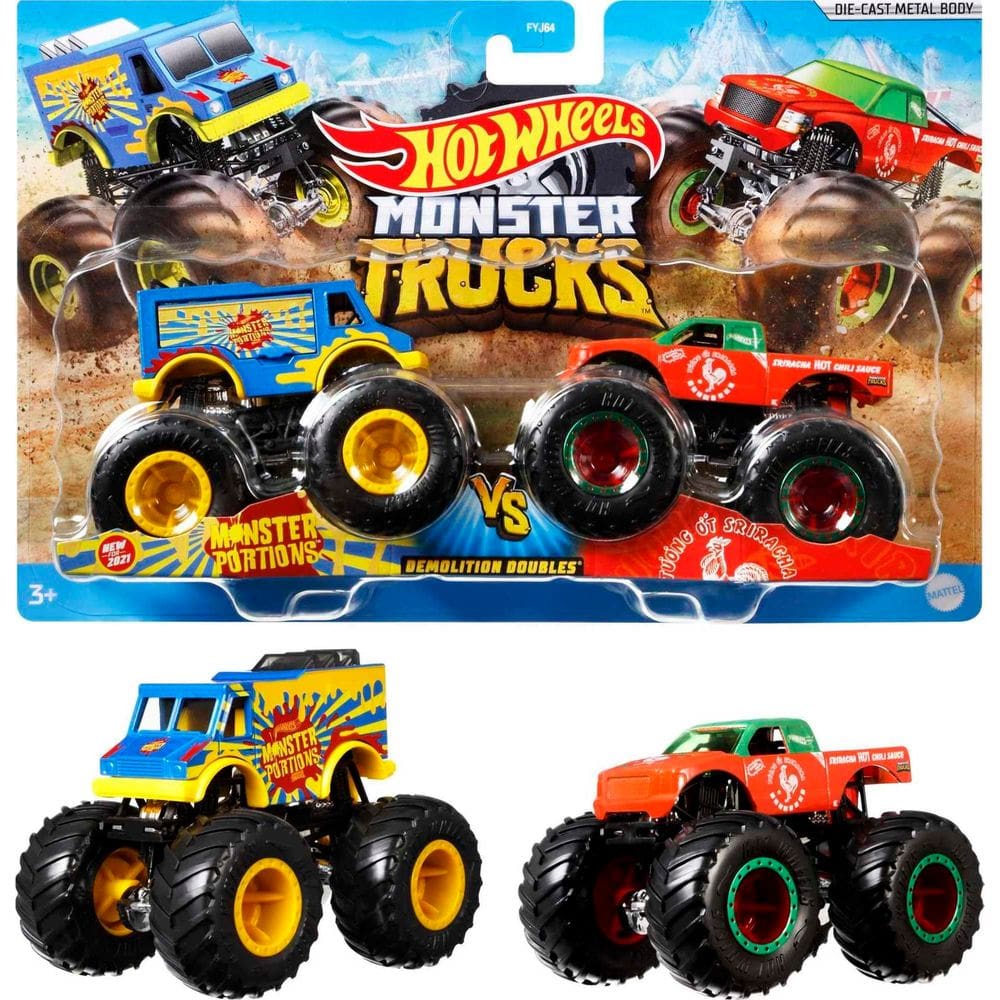 Toy Trucks Hot Wheels Monster Trucks Demolition Doubles, pacote com 2