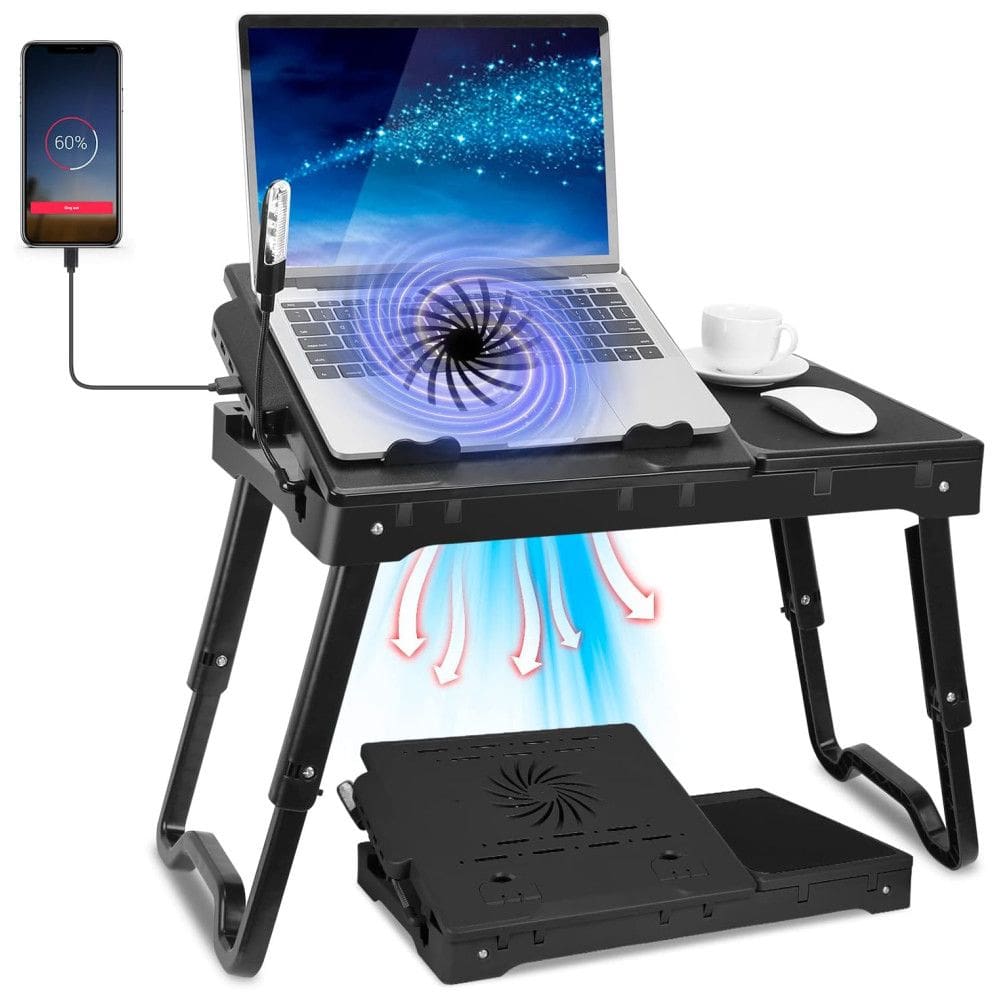 Mesa para laptop, Mesa para laptop para cama com ventilador, KOCASO, Preto
