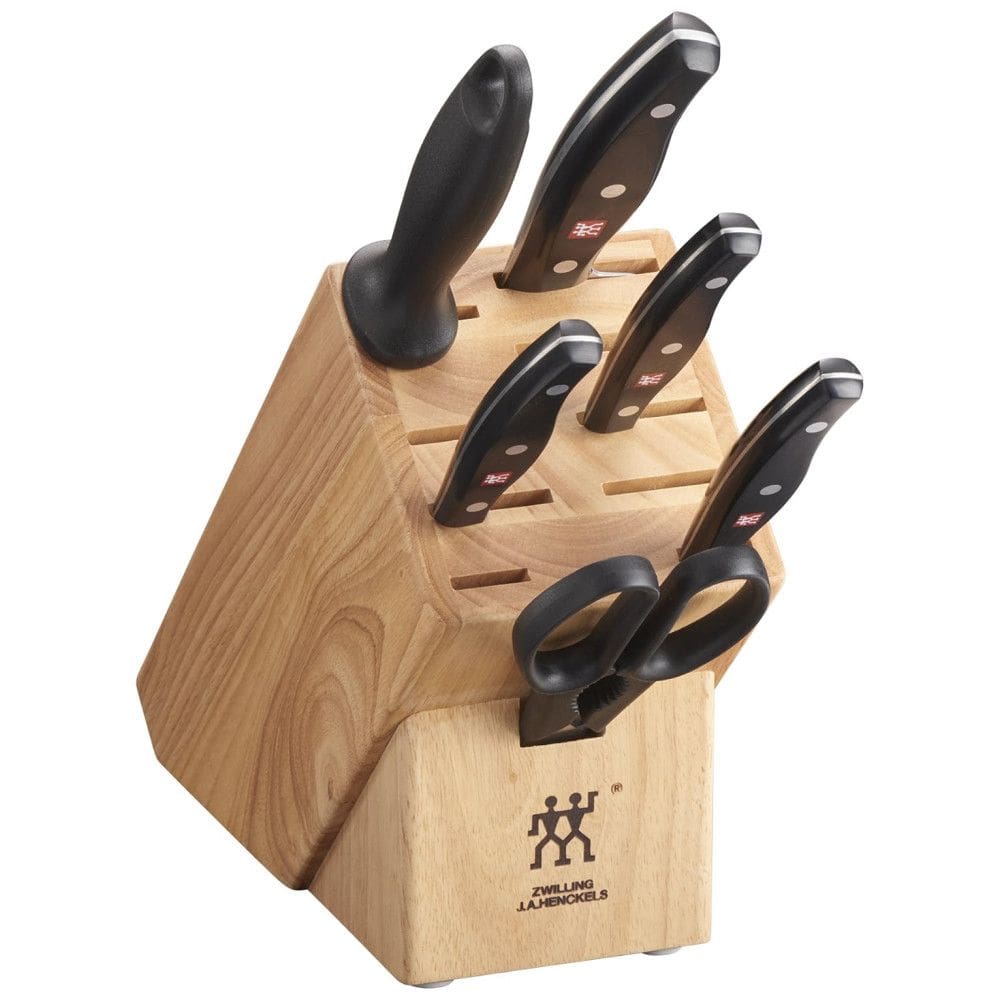Kit de Facas Alemãs ZWILLING Twin Signature com 7 Peças e Suporte de Madeira, Super Afiadas, Fabricadas na Própria Fábrica Alemã com Aço de