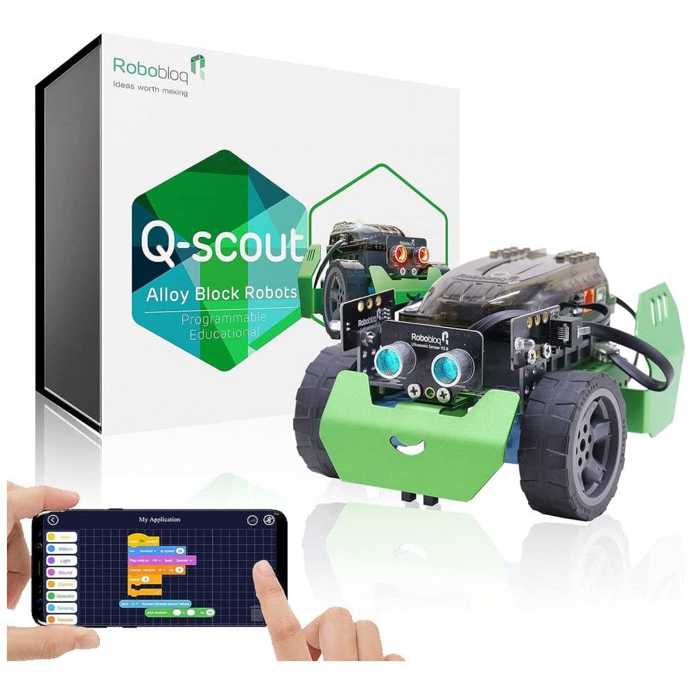 Robô de Codificação Q Scout STEM para Crianças de 8 Anos ou Mais, ROBOBLOQ, Verde