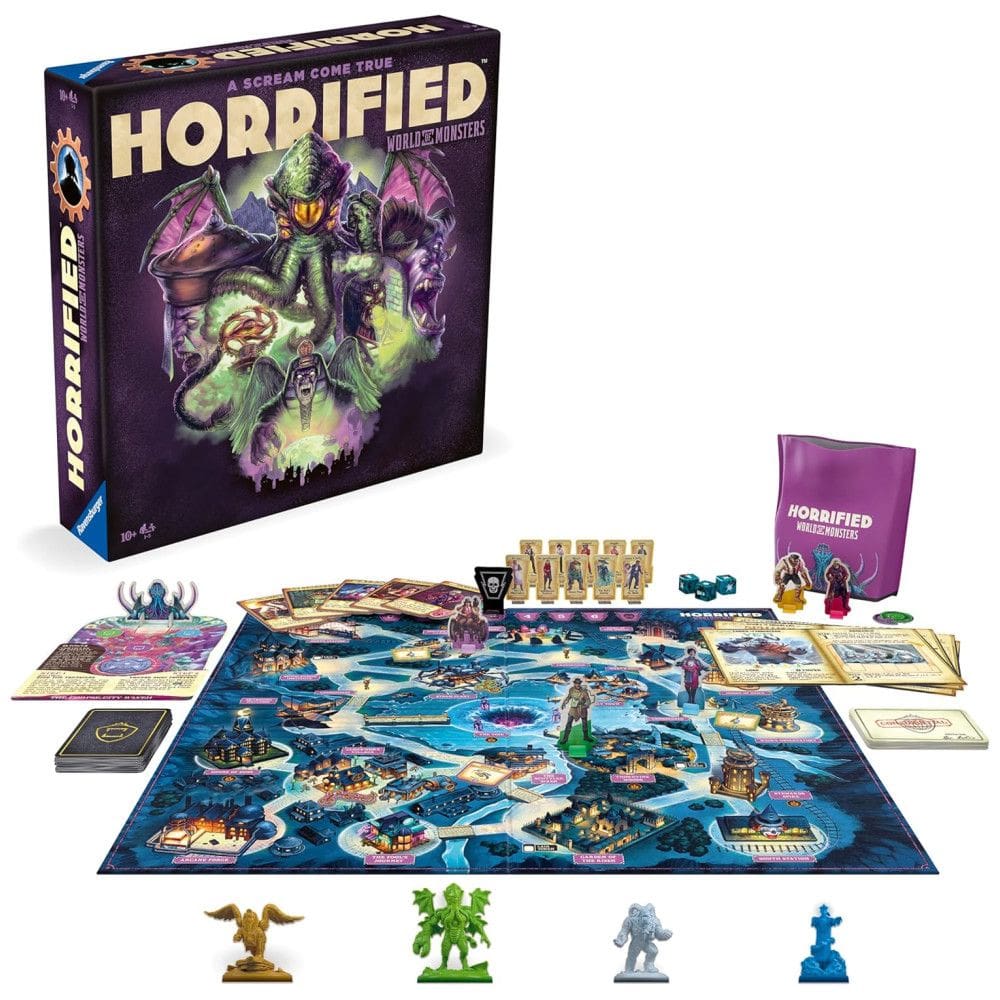 Jogo de Tabuleiro Estratégico Cooperativo Ravensburger Horrified World of Monsters para Maiores de 10 Anos