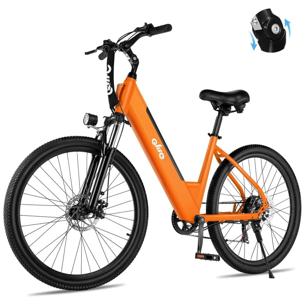 Bicicleta Elétrica Urbana Step-Thru Qlife Cityone, Bateria Removível 36V Certificação UL2849, Rodas 26”, Suspensão Frontal, Pneus 2,1”