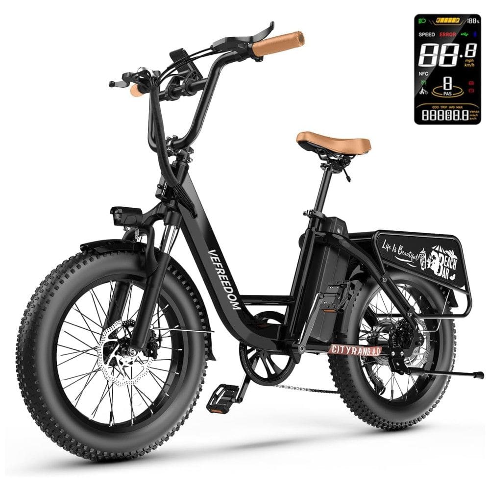 Bicicleta Elétrica CityRang 4.0 – Motor 750 W (Pico 1500 W), Bateria 48V 20Ah Removível, 7 Velocidades, Freios a Disco Duplo, 20” Pneus Fat