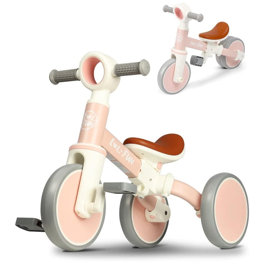 Bicicleta sem Pedal Infantil LOLFUN com 3 Rodas para Crianças de 1 a 4 Anos, Rosa Claro