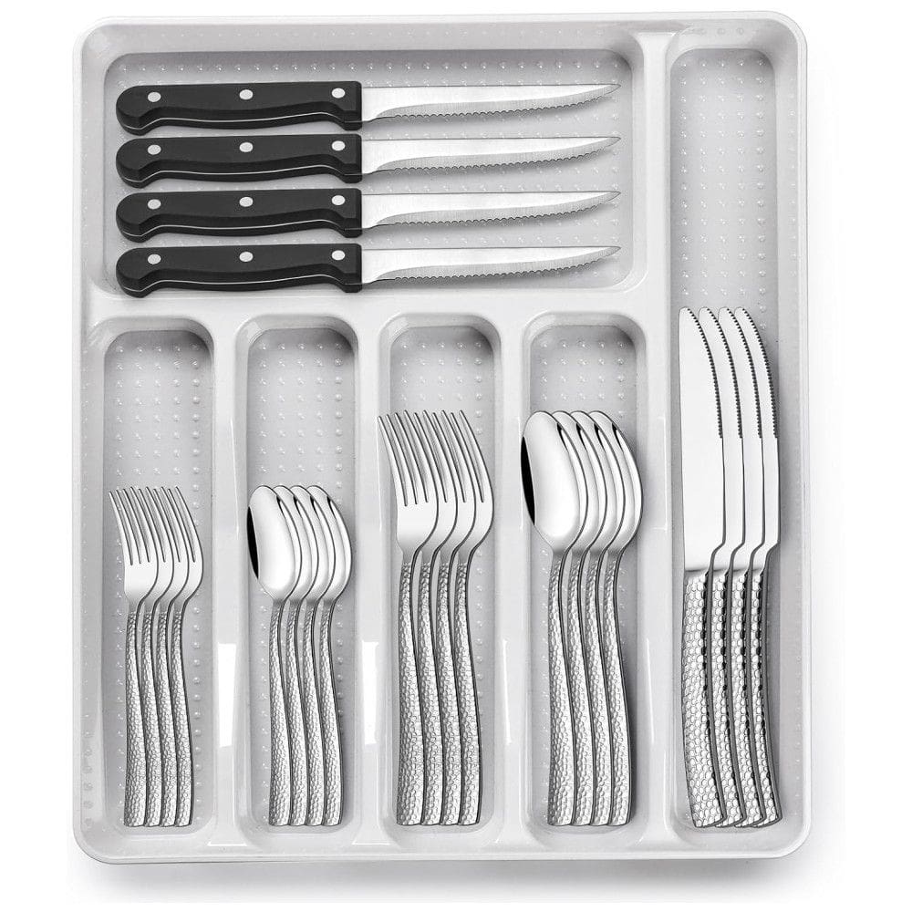 Conjunto de Talheres de 49 Peças em Aço Inoxidável com Organizador - Elegância e Durabilidade para suas Refeições,EWFEN