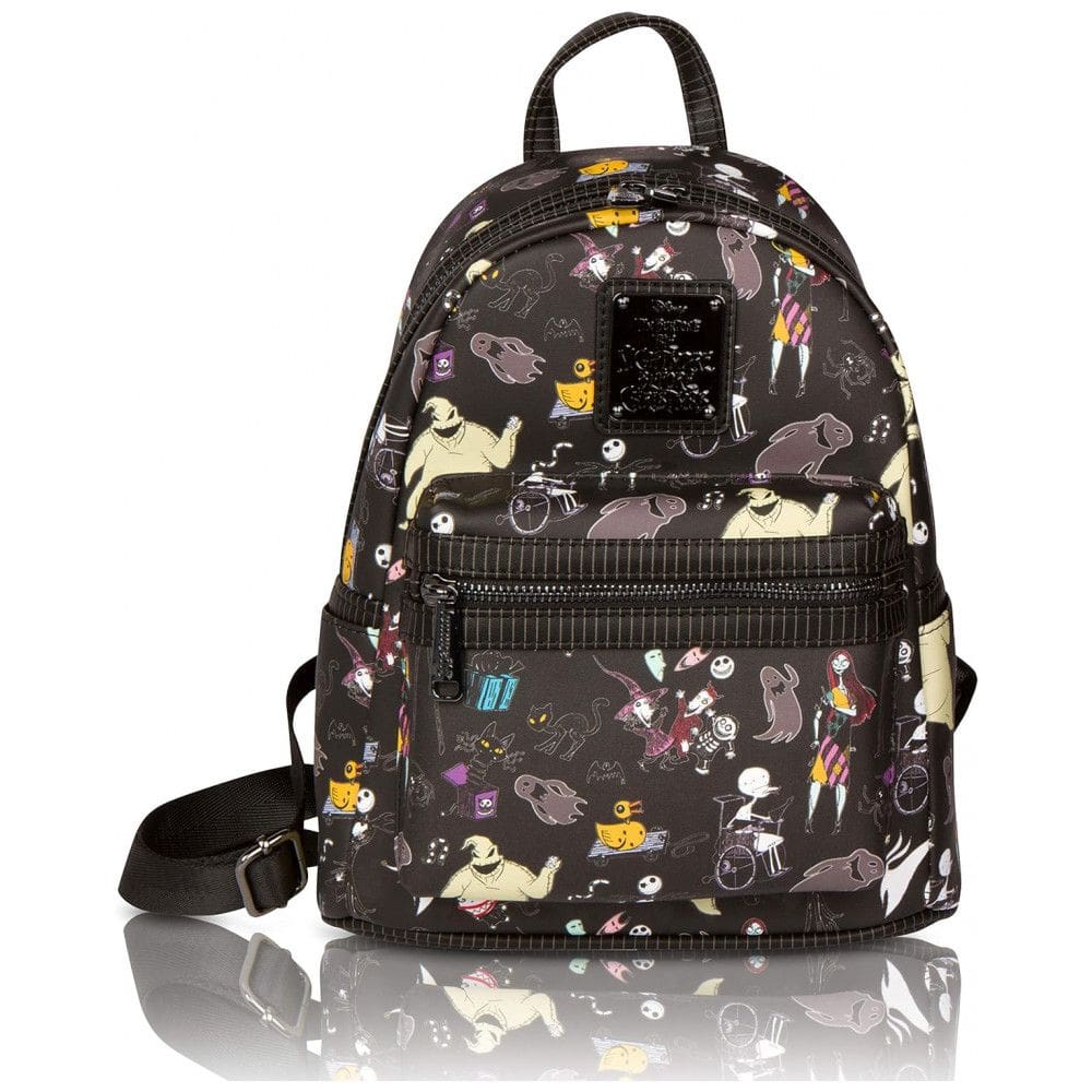 Mini Mochila Escolar Infantil Loungefly Disney Mundo de Jack para Crianças a Partir de 12 Anos, Preta