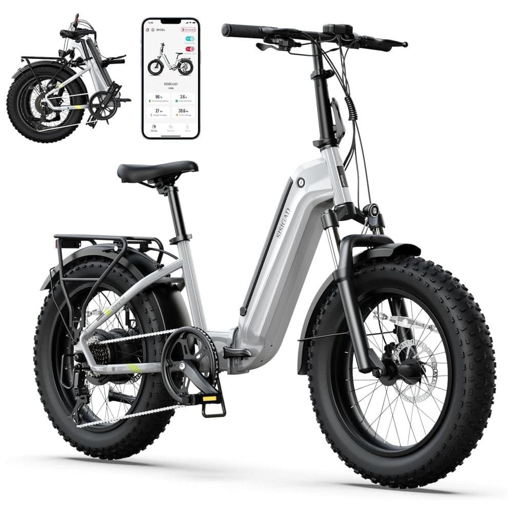 Bicicleta Elétrica Dobrável Sisigad 1500W Pico, Pneus Fat 20”x4.0, Bateria 48V 15Ah, Autonomia 96 km, 7 Velocidades, Freios a Disco
