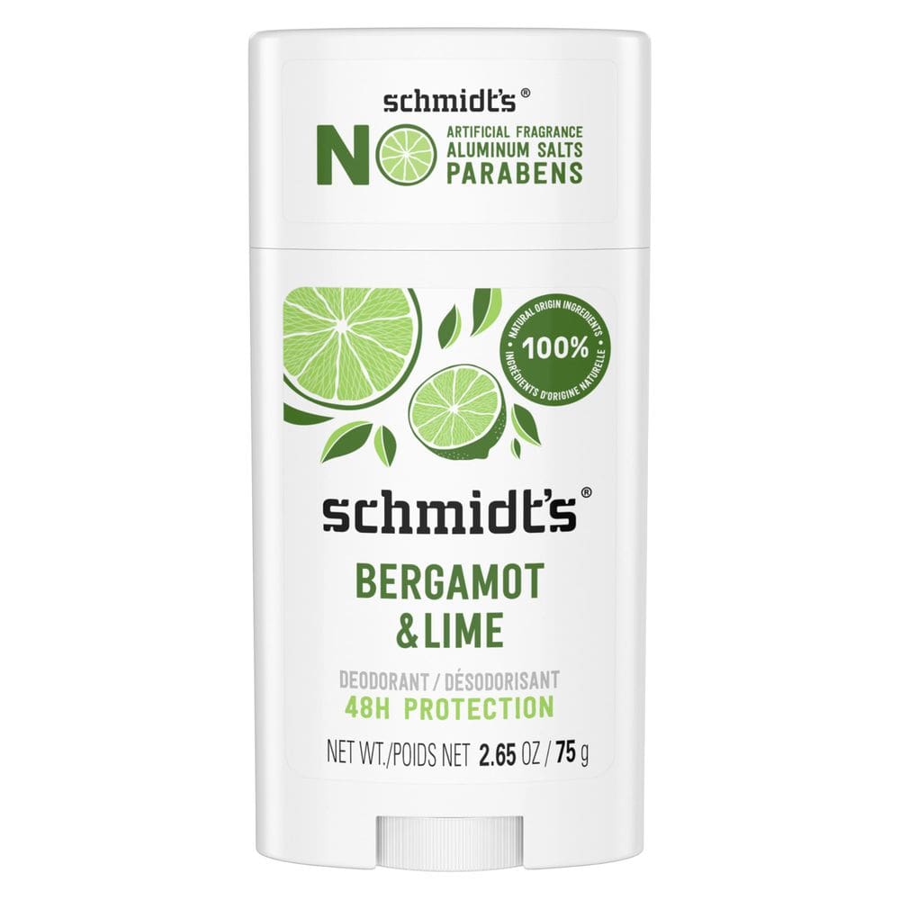 Desodorante Schmidt`s sem alumínio, bergamota e limão, 75mL