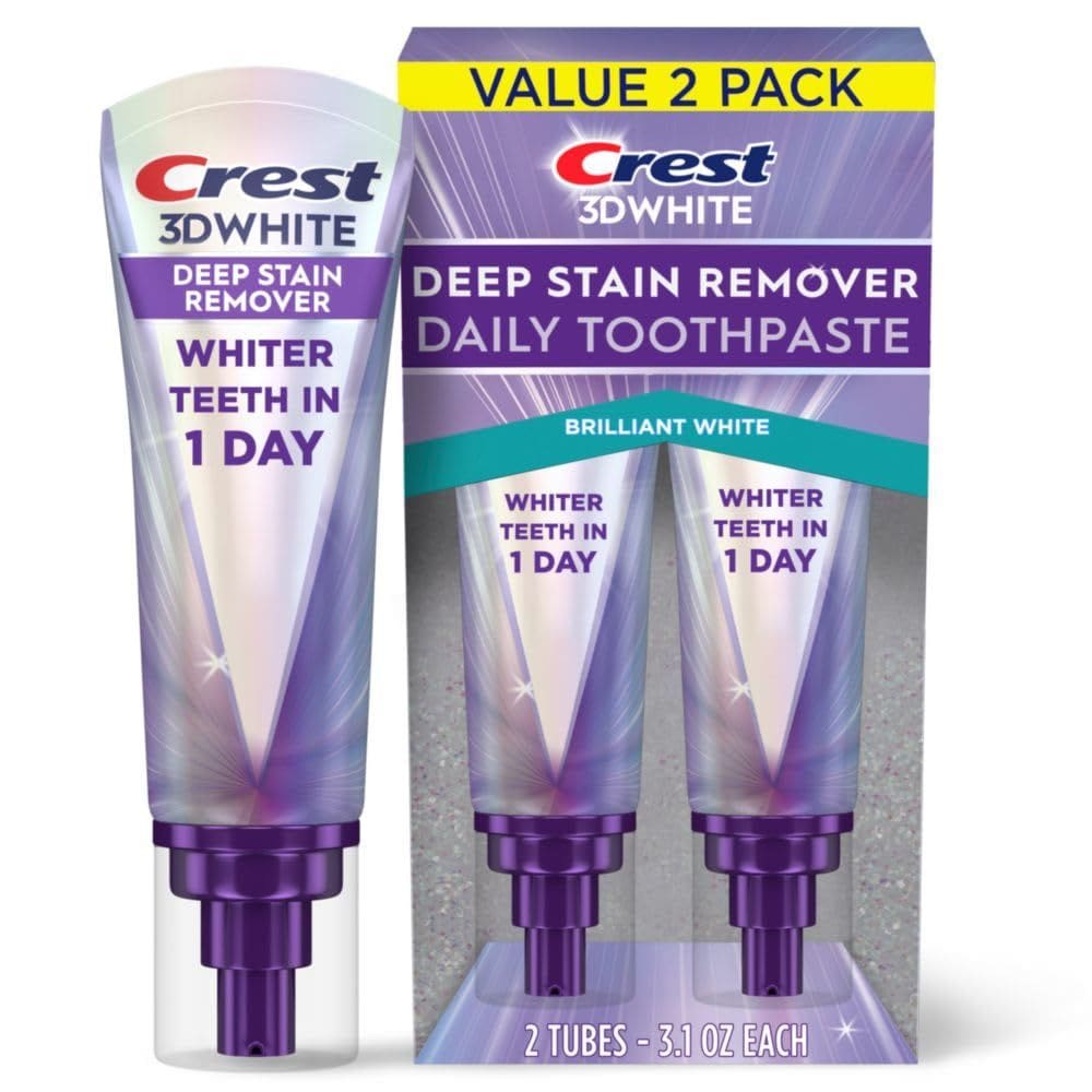 Pasta de dente Crest 3D White Brilliance, removedor de manchas profundas, 90 ml, 2 unidades