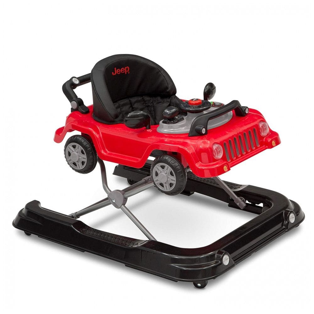 Andador Infantil 3 em 1 com Atividades e Assento Ajustável para até 11 kg, Jeep, Vermelho