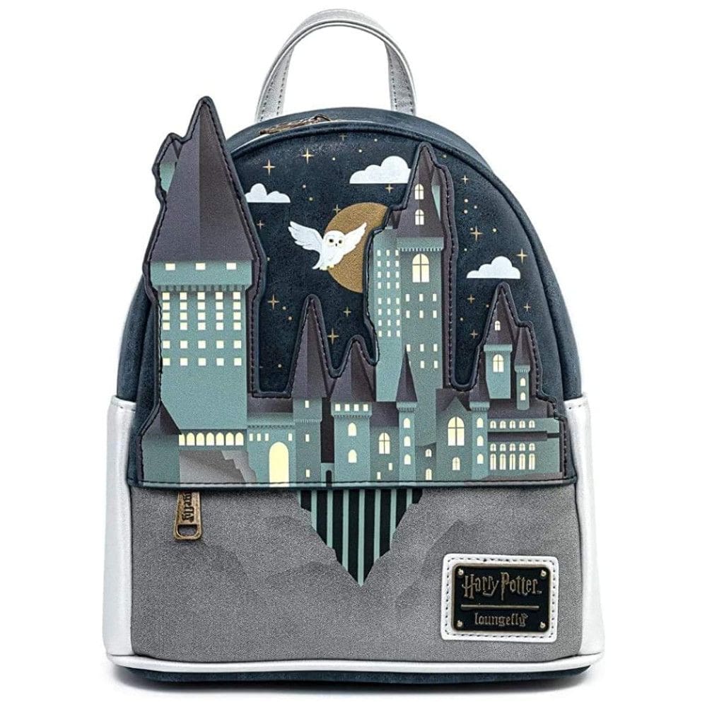 Mochila Escolar Infantil 25cm Loungefly Harry Potter Hogwarts para Crianças, Cinza