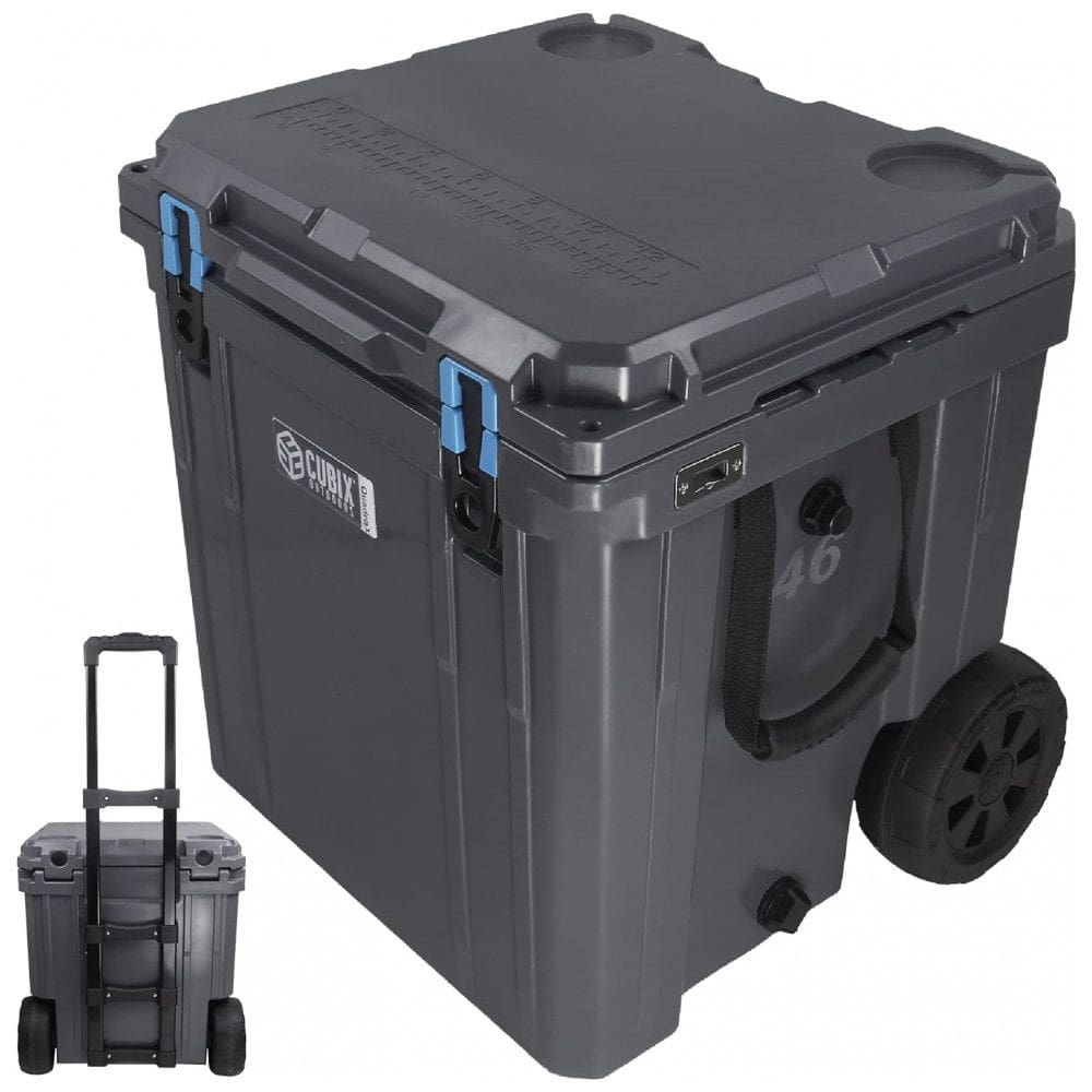 Cooler Térmico Portátil 46 Litros com Alça e Rodas, Cubix, Cinza