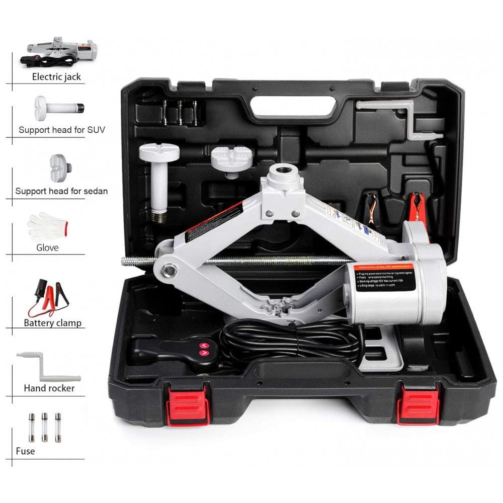 Macaco Elétrico STANDTALL 3T Kit de Elevação Automática de Veículos 12V para Troca de Pneus e Reparos de Carros em Emergências na Estrada