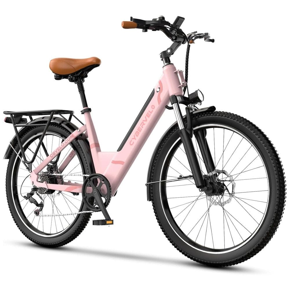 Bicicleta Elétrica Aoango 1000W Pico | 7 Velocidades, Suspensão Dianteira, Tela LCD, Bateria 48V 720Wh, Até 128km de Autonomia, Rosa