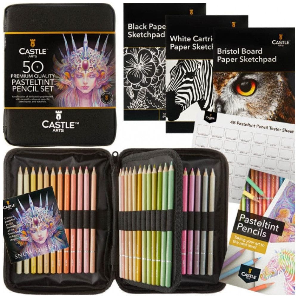 Kit Lápis de Cor Profissional com Estojo 48 peças, Castle Art Supplies