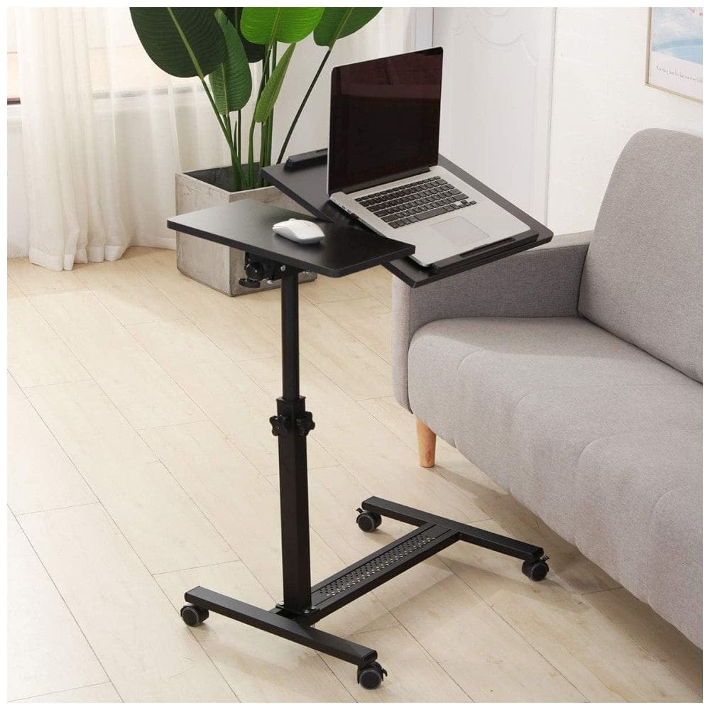 TigerDad sobre mesa de cama com rodas ajustáveis Mesa para laptop com rodinhas