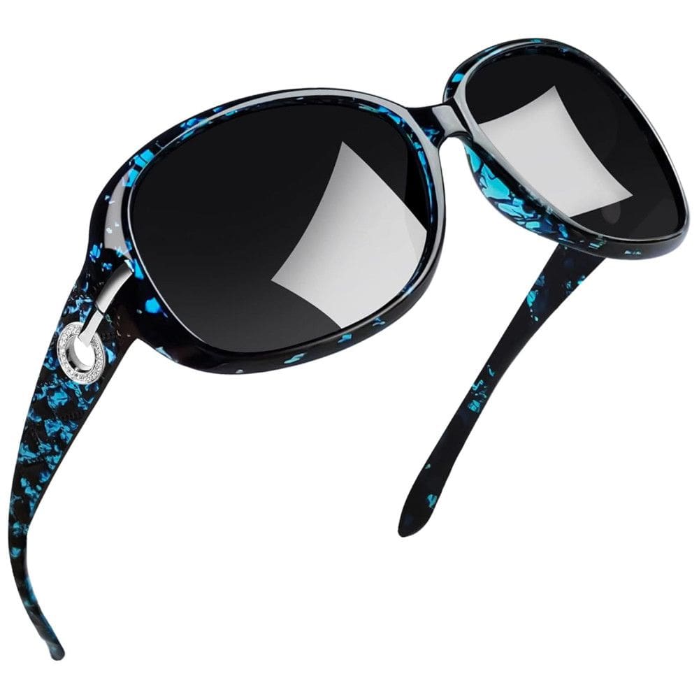 Óculos de Sol Feminino com Proteção UV, Joopin A10, Azul Âmbar e Preto