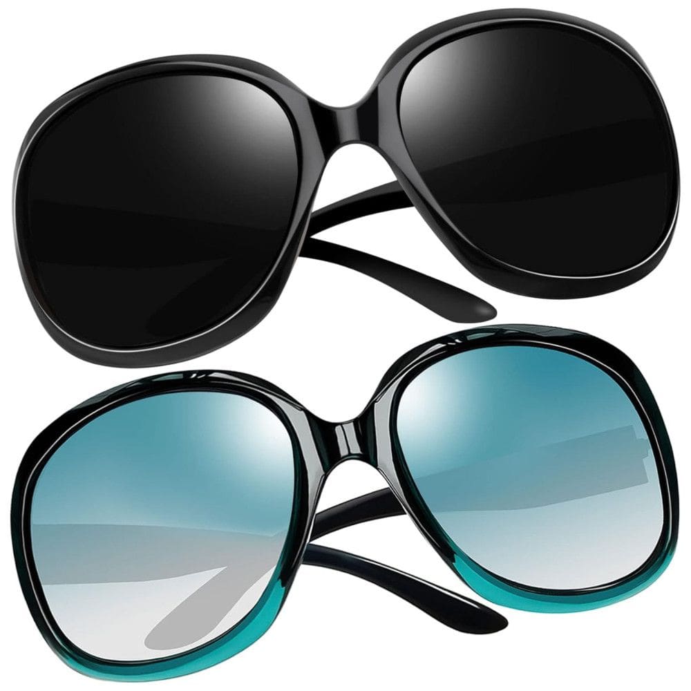 Óculos de Sol Feminino Polarizados com Proteção UV, Joopin D06, 2 Unidades, Preto e Verde Degradê