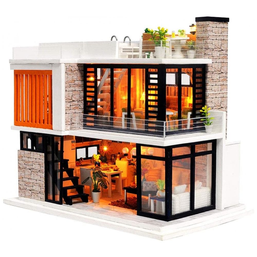 Casa em Miniatura Realista Moderna com Música para Adultos e Adolescentes, Escala 124, SPILAY
