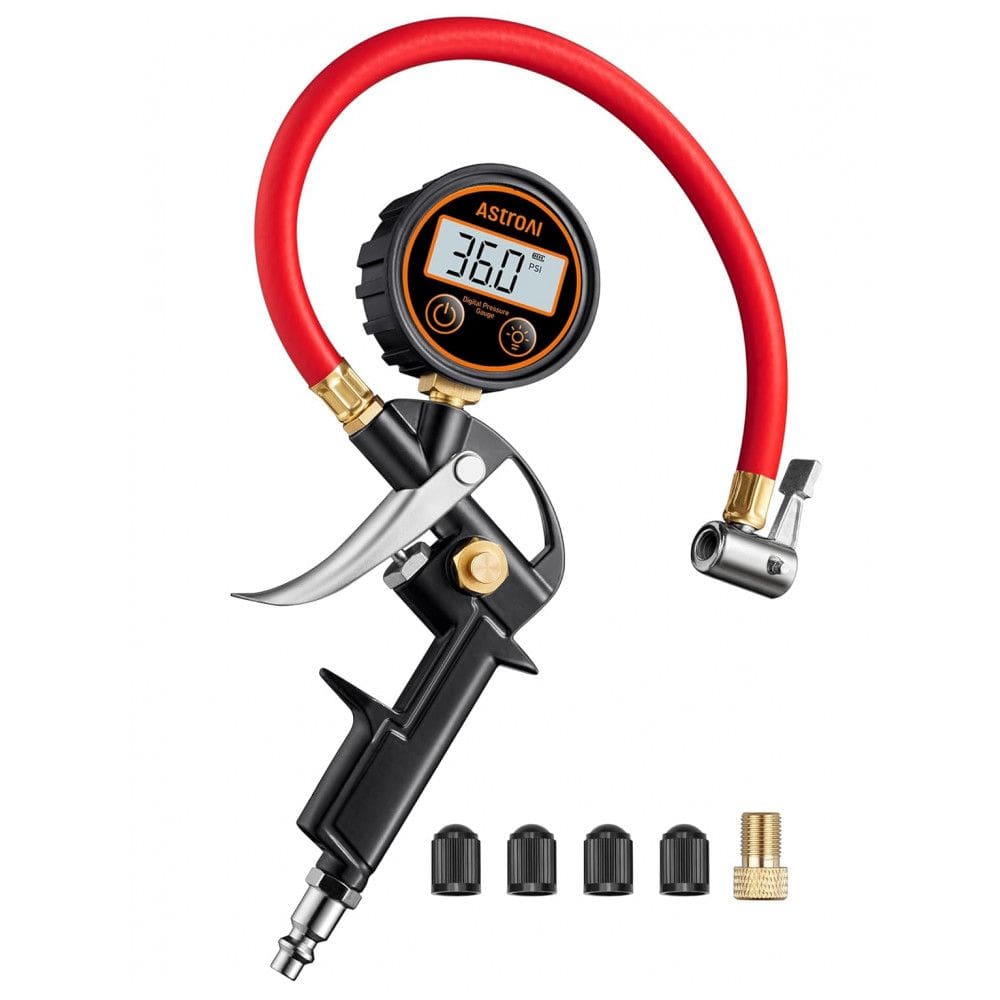 Manômetro Digital AstroAI T1 com Inflador, Medidor de Pressão de Pneus de 3250 PSI com Calibrador ANSI B40.