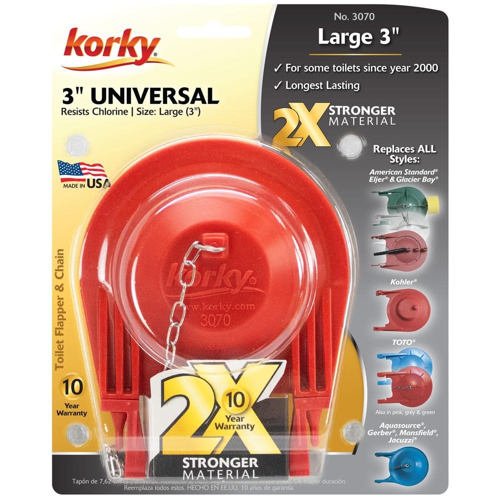 Toilet Flapper Korky 3 polegadas 2X Premium Universal Rubber