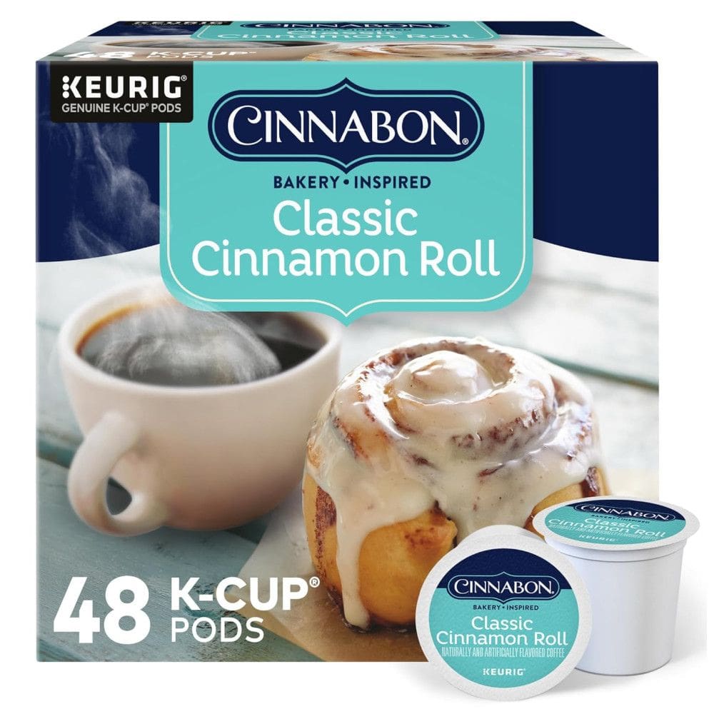Rolo de canela clássico, cápsulas Keurig K Cup, café com sabor, 48 unidades, CINNABON, Marrom