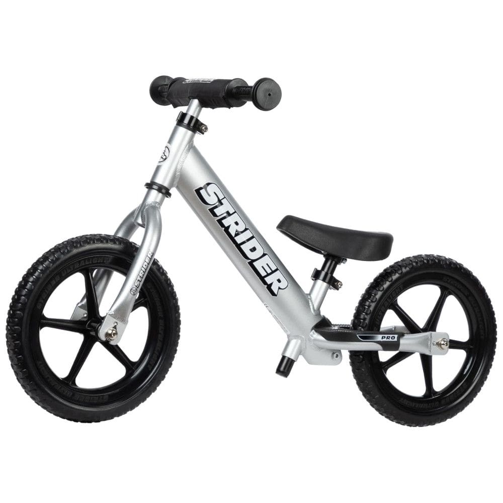 Bicicleta sem Pedal Leve para Crianças de 2 a 5 Anos, Strider 12 Pro, Prata