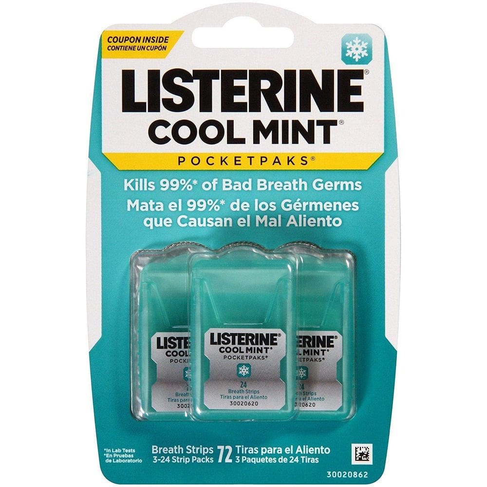 Pacotes Breath Strips Listerine Cool Mint 288 ct (pacote com 4)