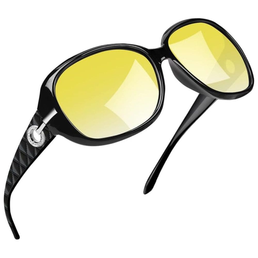 Óculos de Sol Feminino com Proteção UV, Joopin A15, Preto e Amarelo
