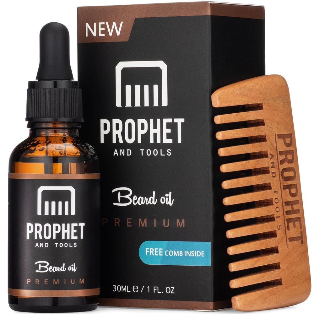 Conjunto de óleo e pente para barba Prophet and Tools Premium sem perfume