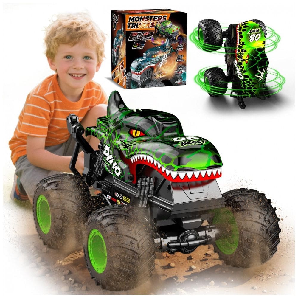 Caminhão Monstro de Brinquedo para Crianças, 120 Dinossauros RC Carro Caminhão com 360 Voltas Drift, Caminhões Monstros All-Terrain de