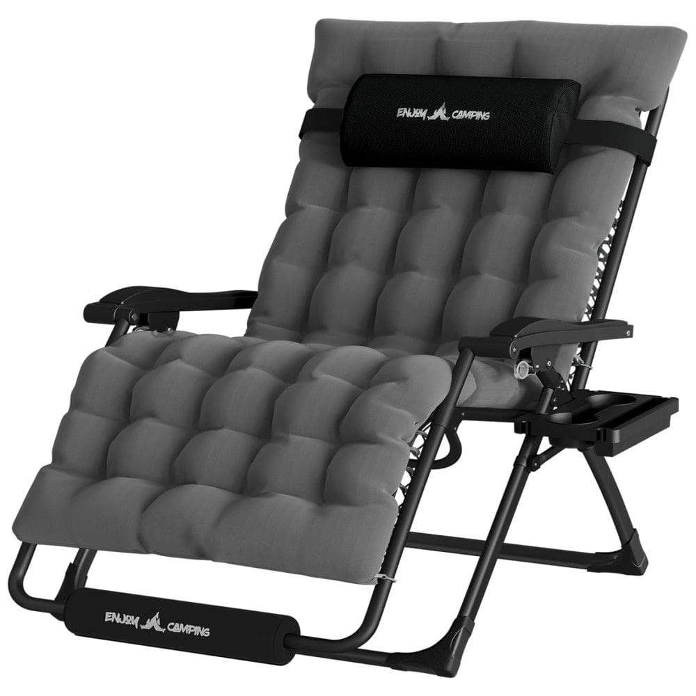 Cadeira Reclinável UDPATIO Zero Gravity Oversized 33`` XXL com Encosto Ajustável e Mesa Lateral