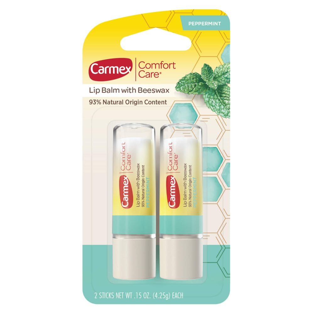 Bálsamo labial Carmex Comfort Care Stick com cera de abelha, 4,25 ml, pacote com 2