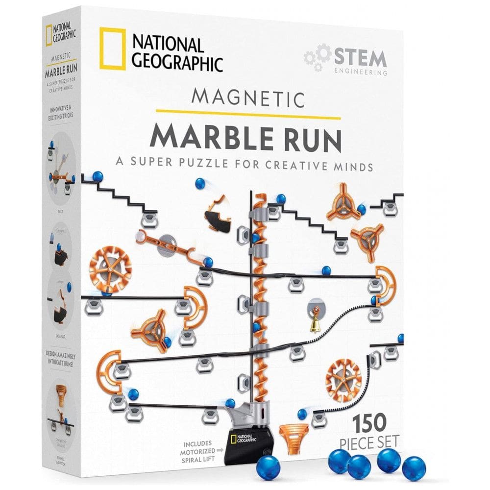 National Geographic Conjunto de Construção STEM de 150 Peças com Pista Magnética para Crianças e Adultos - Labirinto de Mármore,Blue Marble