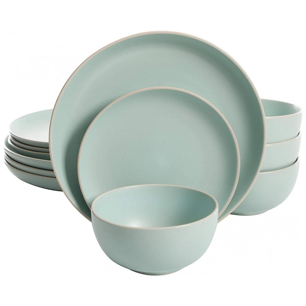 Aparelho de Jantar com 12 Peças em Cerâmica Serve 4 Pessoas, Gibson Home Rockaway, Teal