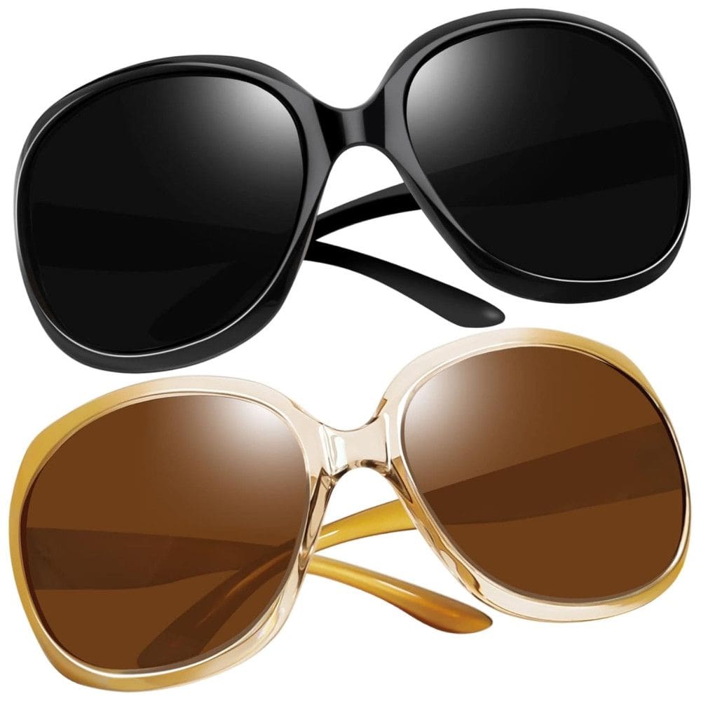 Óculos de Sol Feminino Polarizados com Proteção UV, Joopin D01, 2 Unidades, Preto e Marrom