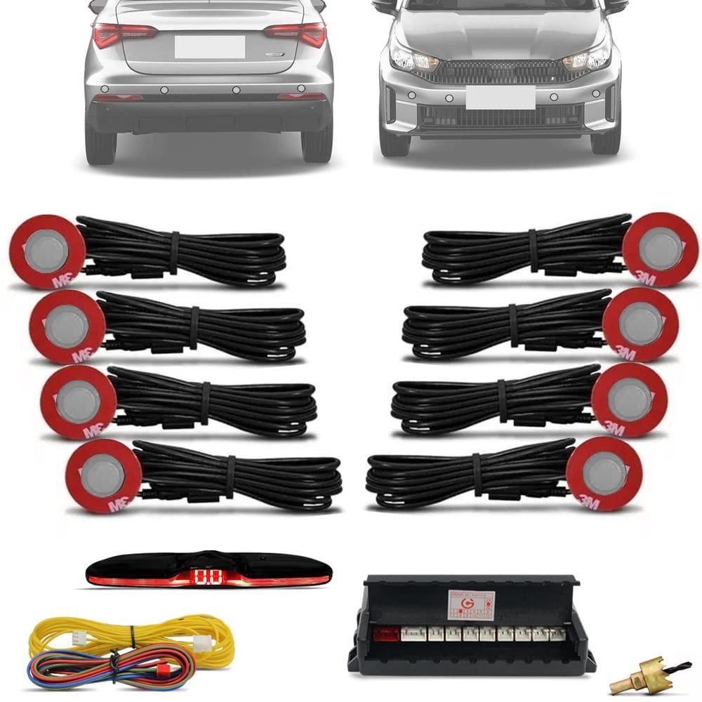Sensor de Estacionamento Embutido 8 Pontos 16mm Prata KX3