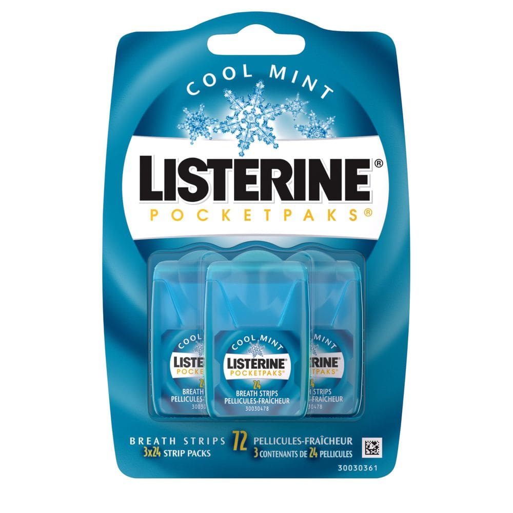 Breath Strips Listerine PocketPaks Cool Mint 72 unidades x 2
