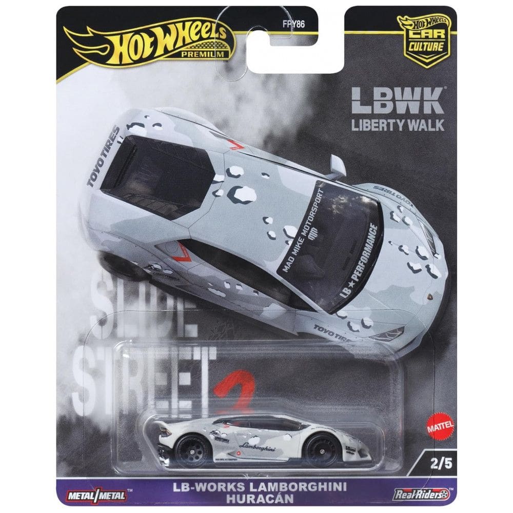 Carrinho de Brinquedo Colecionável Hot Wheels Premium Car Culture, Lamborghini Huracan Coupe LBWorks em Escala 1:64, Veículo Slide Street