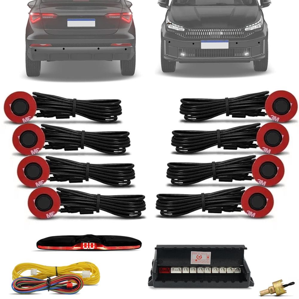 Sensor de Estacionamento Embutido 8 Pontos 16mm Preto KX3