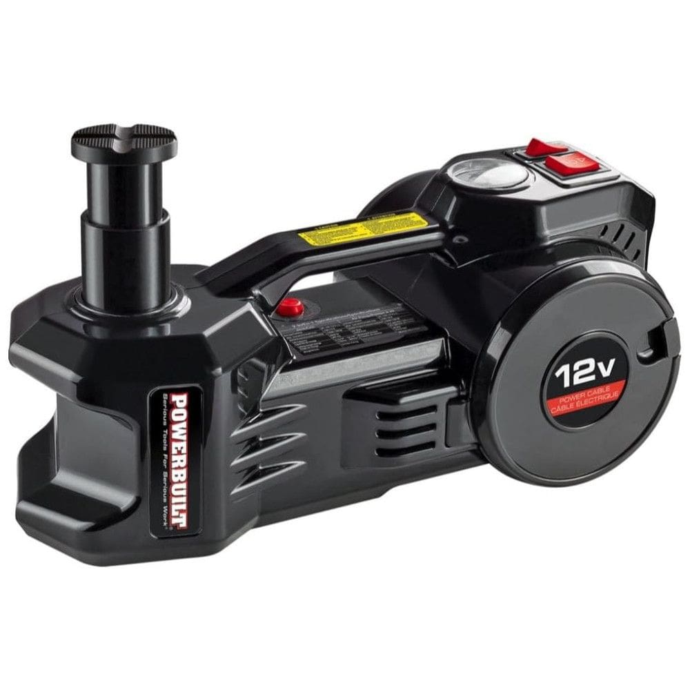 Macaco Elétrico Automotivo 2 em 1 12V até 1 Tonelada, com Compressor de Ar, POWERBUILT 620484, Preto