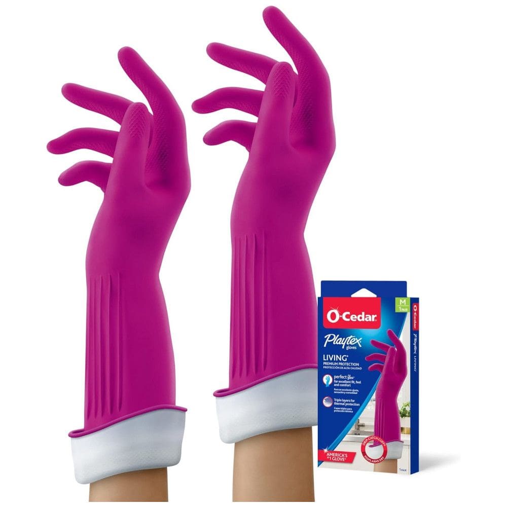 Luvas de Borracha Reutilizáveis para Limpeza, 2 Unidades, Média, Playtex, Rosa
