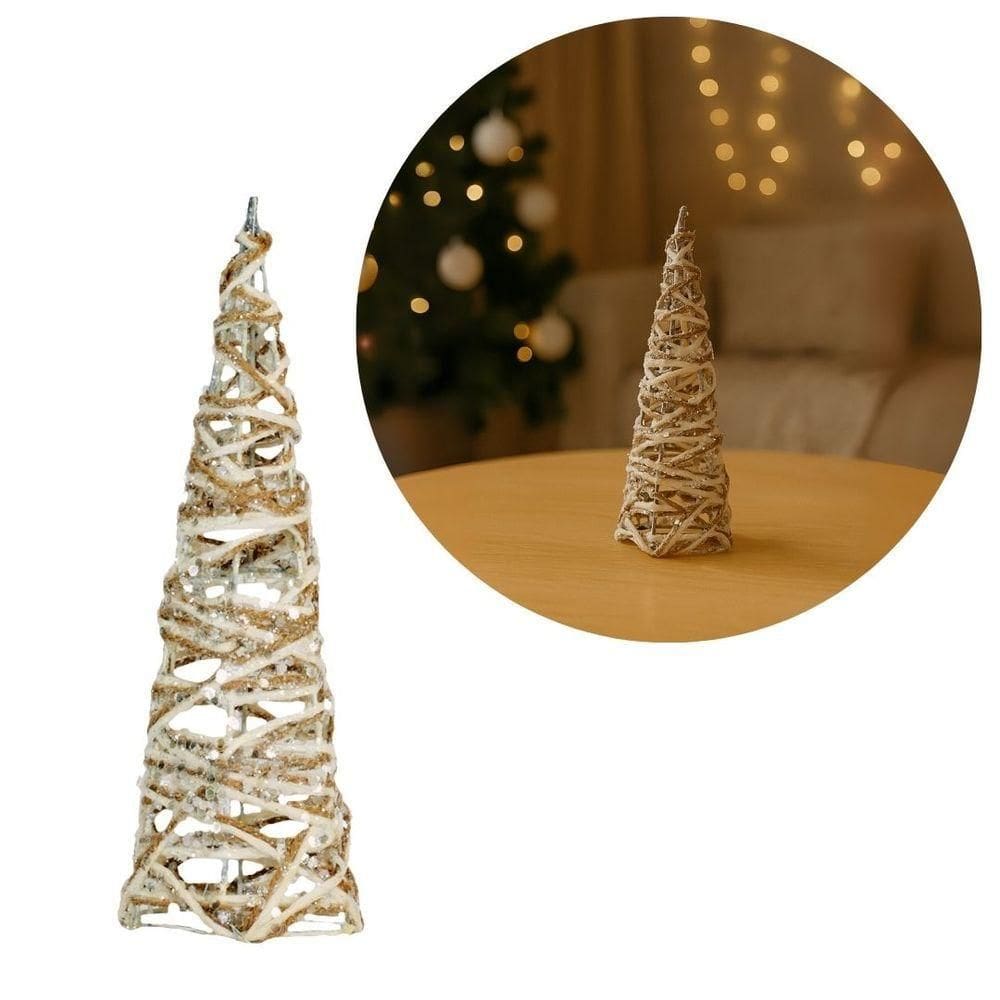 Mini árvore Aramada Cone Rústica Juta E Algodão Decor 20cm - Magizi