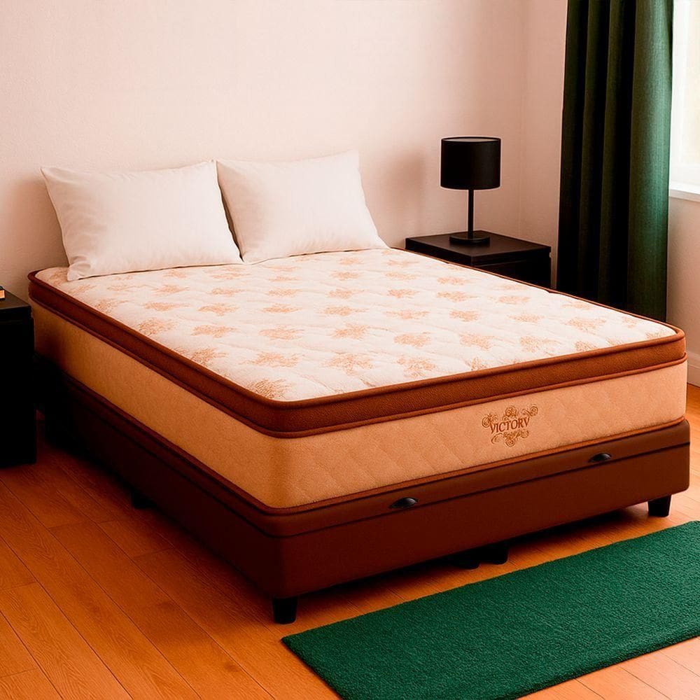 Cama Box Baú Casal Marrom E Colchão Victory Molas Vstore