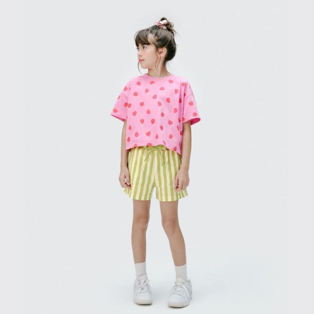 Shorts Infantil Menina Clochard Verde Listras Malha - Hering
