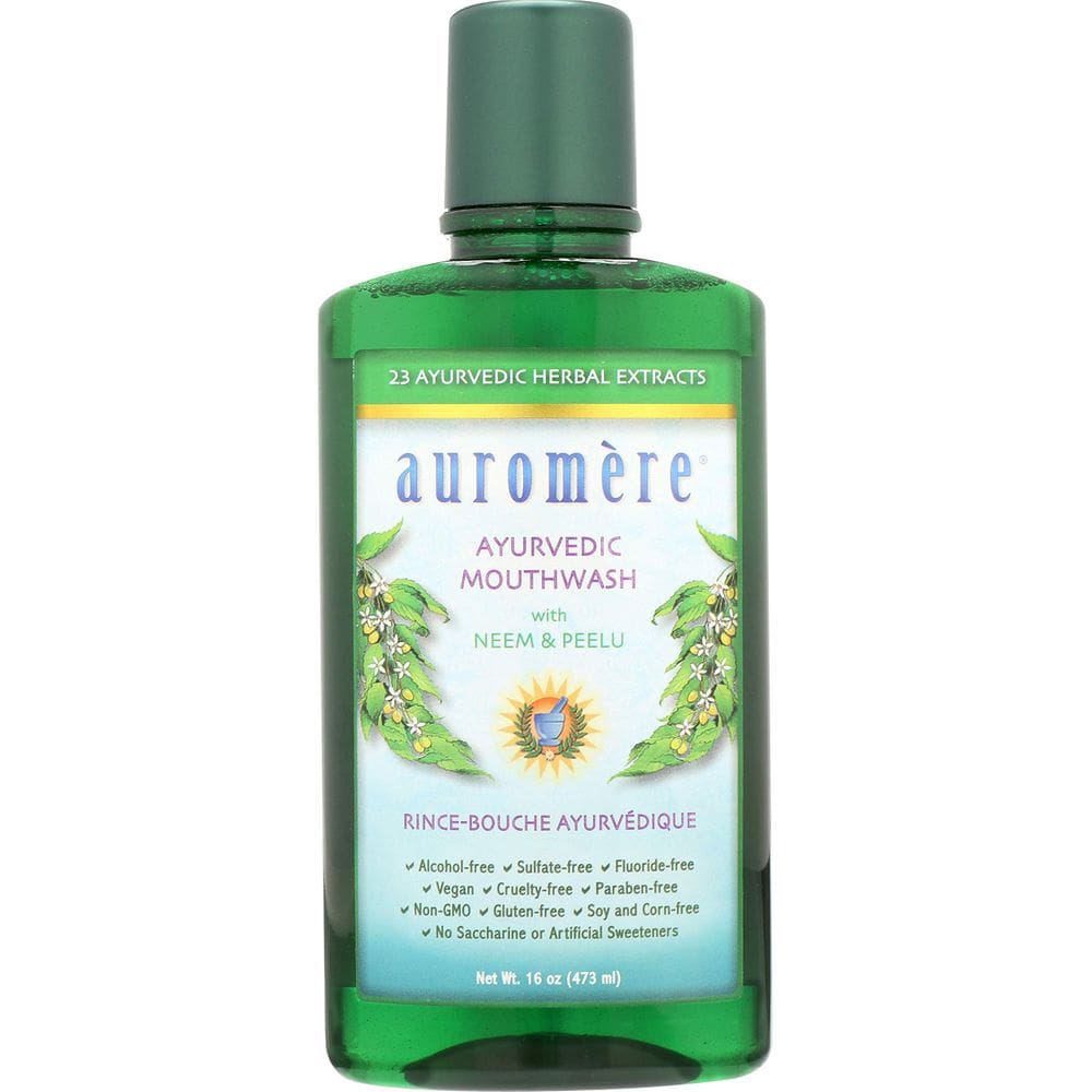Enxaguante bucal Auromere Ayurvédico, vegano, sem flúor, sem álcool, 480 ml
