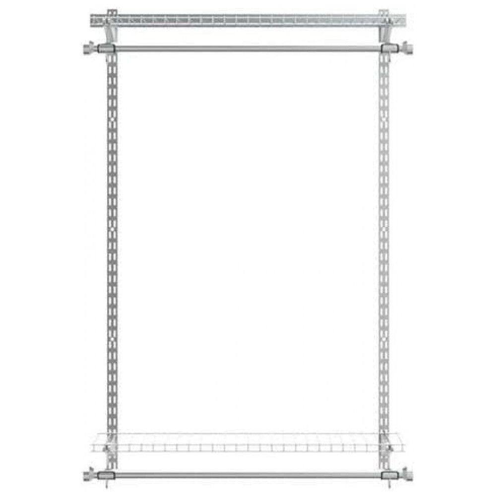 Kit Closet Aramado 1,3 Metros com Prateleiras Expansíveis e Hastes Telescópicas Personalizável Rubbermaid em Titânio