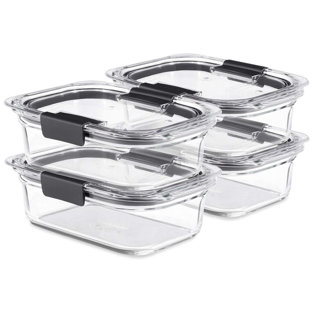Potes para Alimentos Vidro, 800 mL, Retangular, 4 Unidades, RUBBERMAID 2118319, Preto
